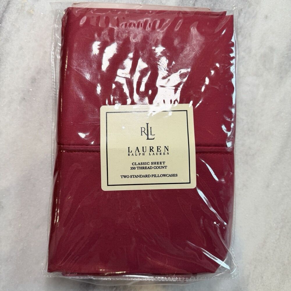 Lauren Ralph Lauren Scarlet Red Standard Pillowcases 350 Thread Count Supima New